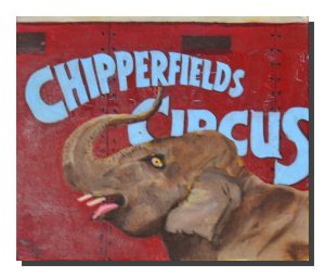 Chipperfield's Elephant & Wagon. 40" x 33"