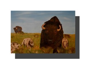 Bison & Wolves. 60" x 40"