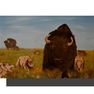 Bison & Wolves. 60" x 40"